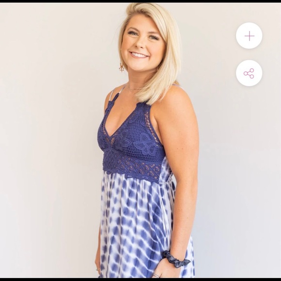 Boho blue tie dye dress, size large (fits 8-10) - Picture 5 of 16